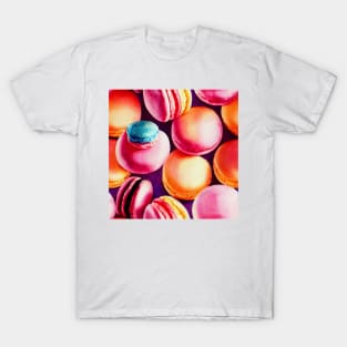 Watercolor dessert french macaron pattern T-Shirt